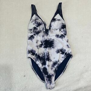 YMI Women’s One Piece Swimsuit Sz Small‎ Tie Dye Blue/White